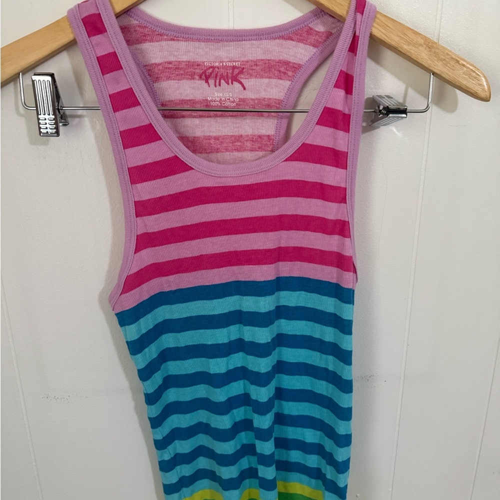 Victoria's Secret PINK Striped Tank Top in Pink and Blue
